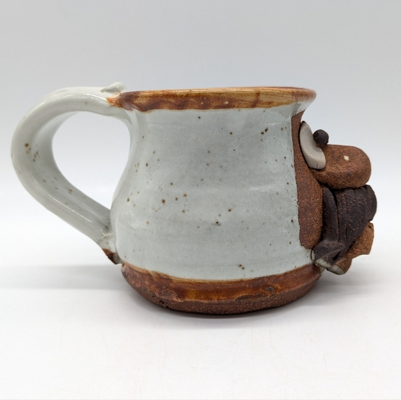 Handmade Quirky Whimsical Earthenware Mustache Face Coffee Mug - Picture 4 of 10